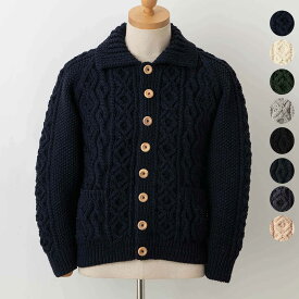 インバーアラン INVERALLAN メンズ レディース 長袖ニットカーディガン ARAN LUMBER CARDIGAN 3A【英国】