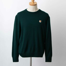 メゾン キツネ MAISON KITSUNE メンズ ラウンドネックニット ディープグリーン FOX HEAD PATCH CLASSIC R-NECK PULLOVER JM00504 KT1036 P370 DEEP GREEN[S-0604]