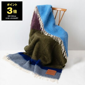 【ポイント3倍】ロエベ LOEWE ブランケット STRIPE BLANKET [ストライプ ブランケット モヘア] K000230X43 4985 BLUE/MULTICOLOR[S-0904]