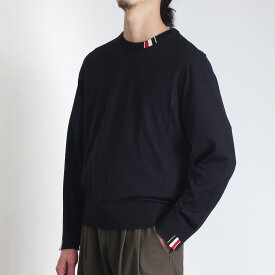 トムブラウン THOM BROWNE メンズ クルーネック長袖ニット JERSEY STITCH RELAXED FIT CREW NECK PULLOVER [リラックスフィット クルーネック プルオーバー] MKA474A Y1014【国内配送】