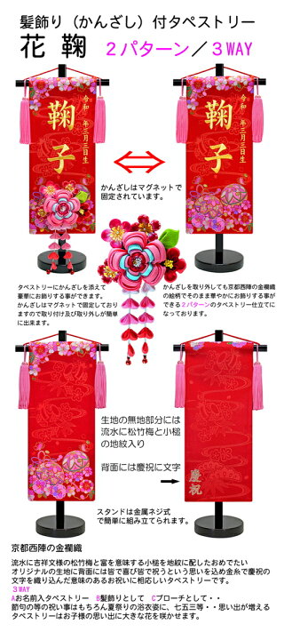 上品なスタイル 京都西陣の金襴織 名前旗 花毬 雛人形 女の子 お名前