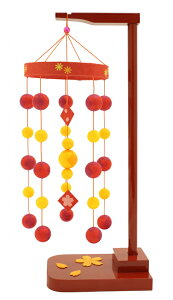 つるし飾り つるしまり 和紙 赤スタンド 6連 台付 34cm つるし雛