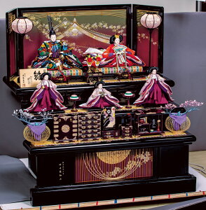 雛人形 平安豊久 竹千筋細工屏風・台 三段飾り 紫彩 ひな人形 HJ-141 p50