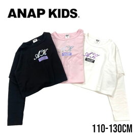 【2024春夏セール】ANAP KIDS 2WAY袖箔プリントミニ裏毛トップス No. 423-3231（ アナップキッズ 子供服 女の子 ジュニア トップス 長袖 半袖 Tシャツ 2way ミニ丈 ロゴ 可愛い オシャレ カジュアル ストリート オフホワイト Lピンク クロ 春 夏 )