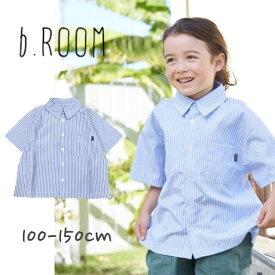 【2024春夏新作】b-ROOM ビッグシルエットアソート半袖シャツ ビールーム No.9841204（ 子供服 男の子 トドラー キッズ ジュニア トップス 半袖 ストライプ柄 シャツ 羽織 上着 襟付き BIG オシャレ お出掛け カジュアル ストリート L・ブルー 春 夏 ）