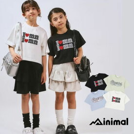 【2026春夏新作】MINIMAL【綿100％】ロゴアップリケクロップド半袖Tシャツ No.4361256（ 子供服 ミニマル 女の子 キッズ トドラー ジュニア トップス 半袖 Tシャツ 短丈 プリント カジュアル 着回し 通学 ロゴ カッコイイ オシャレ 人気 プチプラ 春 夏 ）