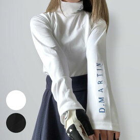 D.MARTIN刺繍ボトルネックLT K250802-01 韓国ゴルフウェア ゴルフウェア レディース インナー カジュアル シンプル 白 黒 ハイネック トップス 安い プチプラ 無地 シンプル ゴルフ女子 可愛い お洒落 韓国ブランド プティオール