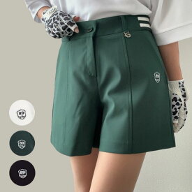 ゴルフウェア レディース ウエストライン美脚ショートパンツ K250509-02 韓国ゴルフウェア パンツ 安い プチプラ 白 緑 黒 無地 春夏 シンプル ミニ丈 ボトムス ゴルフ女子 可愛い 韓国ブランド 小さいサイズ