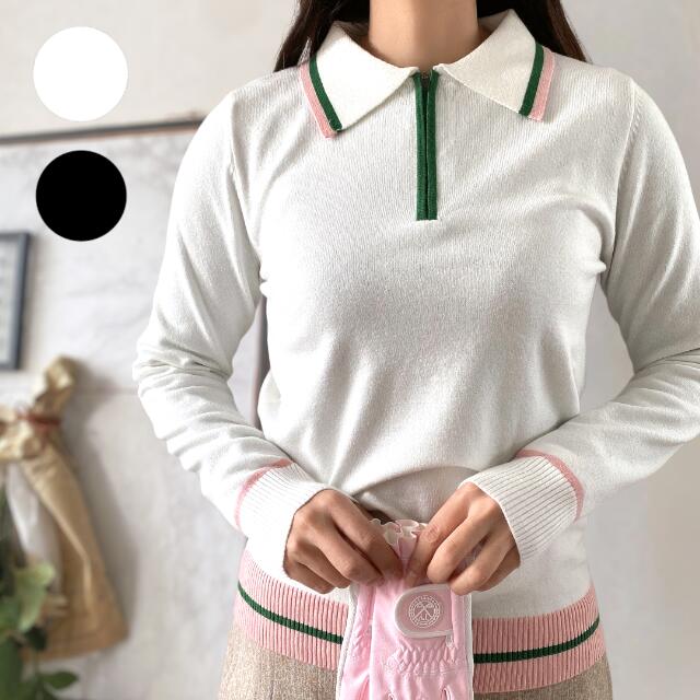 【楽天市場】ゴルフウェア レディース 配色ハーフジップセーター 