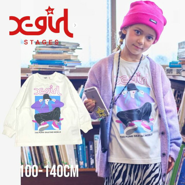楽天市場】【アウトレット】X-girl stages ガールモチーフ長袖Tシャツ 