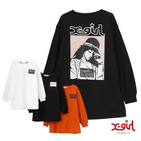 【2025秋冬新作】X-girl STAGES ガールバックプリント長袖Tシャツ No.9253201 ( エックスガールステージス 子供服 女の子 キッズ トドラー ジュニア トップス 長袖 ロンT ロング Tシャツ ロゴ イラスト プリント 人気 可愛い カジュアル 春 秋 冬 )
