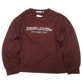 ZIDDY ジディー 長袖Tシャツ (ブラウン) ラインストーンロゴ入 1235-27055 130〜160cm 【メール便(送料全国220円）対応】