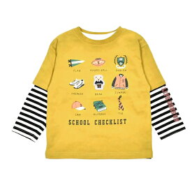 SLAP SLIP スラップスリップ 2枚組Tシャツ（イエロー）プリントパッチ刺繍 1822-56013 90～130cm 【メール便(送料全国330円）対応】