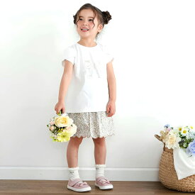 【夏物バーゲン 50】 SLAP SLIP スラップスリップ 半袖Tシャツ（ホワイト）チュールリボン付きうさぎ 1815-62799 80～130cm 【メール便(送料全国330円）対応】