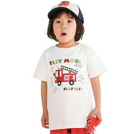 【新作早期限定価格　4/25まで】SLAP SLIP スラップスリップ 半袖Tシャツ（ホワイト）消防車発砲プリント 1815-63330 80～130cm 【メール便(送料全国220円）対応】