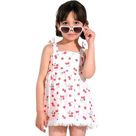 【夏物バーゲン】 SLAP SLIP スラップスリップ ワンピース水着（ホワイト）いちごプリント 1814-73149 90～130cm メール便(送料全国220円）対応】