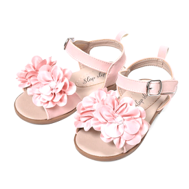【夏物バーゲン】 SLAP SLIP スラップスリップ サンダル （ピンク）花モチーフ付 1820-53009 14～18cm【送料500円(沖縄・北海道除く)】