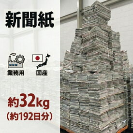 【大容量 新聞紙 32kg】 192日分 完全未使用予備紙使用 チラシなし ペット用 トイレシート 引越し 梱包資材 緩衝材 包装材 掃除用品 アウトドア 断熱材対応