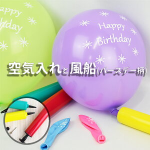 バースデー柄風船4枚入り 空気入れ おもちゃ イベント パーティーゴム風船 誕生日 デコレーション