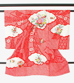 【レンタル】【miya-k-0010】【お宮参り4点セット】着物　よだれかけ　帽子　持ち運びバッグ付き 産着 祝い着 のしめ 掛け着 初着　記念撮影　記念写真 服装 赤ちゃん レンタル 送料無料 3泊4日