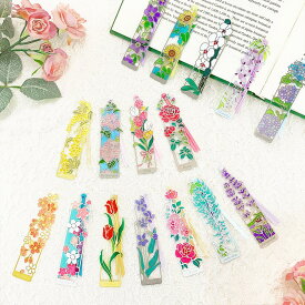 ブックマーカー CD【 花 】 金属 ゴールド ホワイト シルバー 読書 しおり 花柄 透明 桜 さくら すみれ ミモザ ヒスイカズラ チューリップ ブーケ 藤 ふじ バラ 薔薇 紫陽花 あじさい ラベンダー ひまわり クレマチス 胡蝶蘭 イチゴ 睡蓮【 智光 】