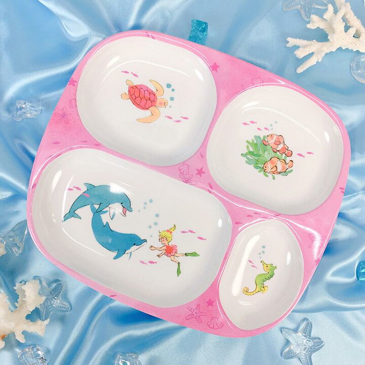 楽天市場 ランチプレート イルカ 海 メラミン 食器 子供用 キッズ イラスト かわいい ウミガメ クマノミ お子様ランチ 仕切り皿 智光 Chico Store