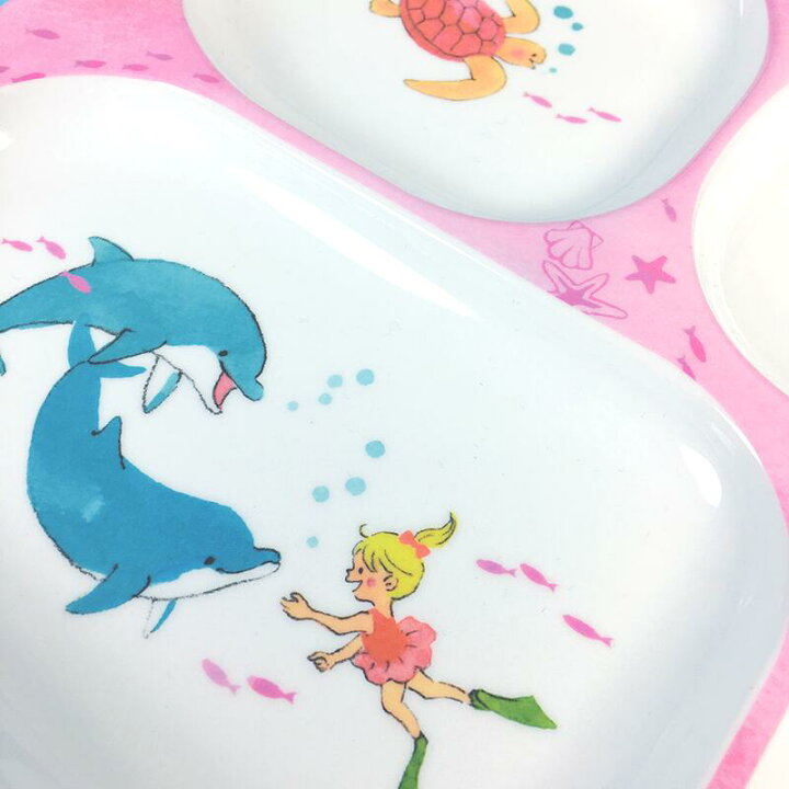 楽天市場 ランチプレート イルカ 海 メラミン 食器 子供用 キッズ イラスト かわいい ウミガメ クマノミ お子様ランチ 仕切り皿 智光 Chico Store