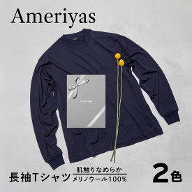 【メリノウール 100% クルーネック 長袖 ロンT】Ameriyas アメリヤス Tシャツ 肌着 メンズ レディース ギフト プレゼント 誕生日 新生活 新年度 クリスマス 父の日 日本製