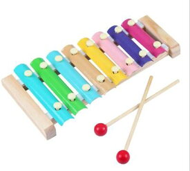 カラフル鉄琴 子供のおもちゃ パーカッション打楽器 オクターブノッキング 8ノート 音楽玩具 知育玩具 早期教育用品 (マカロン色)