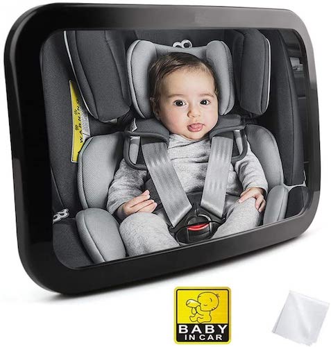 運転中でも赤ちゃんみれる アップグレード版 車用 送料無料でお届けします ベビーミラー 好評 インサイトミラー 曲面鏡 大判 サイズ 300×190ミリ 無料清潔布とカード付き 子供の様子を確認する補助ミラー 後部座席ベビーシート監視