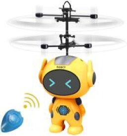 ロボットドローン 飛行おもちゃ ミニロボット ジェスチャー制御 ヘリコプター 赤外線コントロール こども向け 子供 おもちゃ 誕生日 クリスマス 入学祝い 卒園祝い プレゼント イエロー