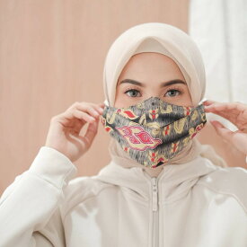 BATIK MASK マスク レディース 大きめ 洗える 繰り返し使える 布マスク 大きいマスク 洗えるマスク 大きい 女性 大人 おしゃれ 紺 ネイビー バティック模様　インドネシア