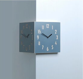 コーナー時計 (Big) ヘリテージブルー (Coner Big Heritage Blue) ハンドメード 木製両面壁掛け時計 おしゃれ 掛時計 北欧 時計 インテリア 韓国 インテリア