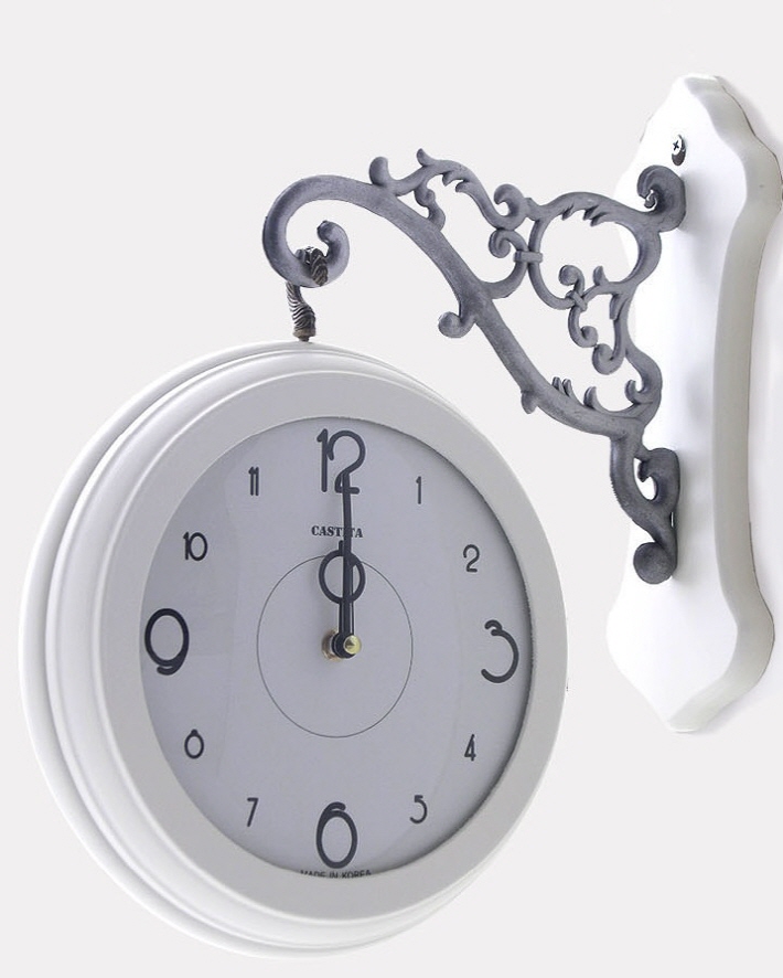 電波両面時計 両面時計 シンプル 白 プレゼント 新築祝い デザイン インテリア 北欧 掛時計 静か 無音 韓国 インテリア 置き時計・掛け時計 