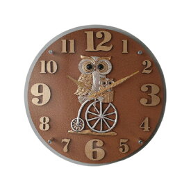 電波掛時計 自転車に乗るフクロウ 壁掛け時計 おしゃれ 掛時計 北欧 時計 インテリア
