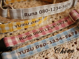 HomeChoker Check　犬＆猫用チョーカー 迷子札 単品 【オーダーメイド商品】【製作に4週間前後】