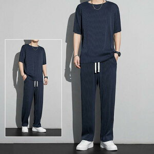 接触冷感 涼しい セットアップ メンズ ワイドパンツ Tシャツ 上下セット ルームウェア 部屋着 半袖 サマー 夏 春夏 夏服 カジュアル 韓国ファッ