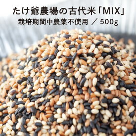 たけ爺農場の古代米「MIX」 500g 栽培期間中農薬不使用 国産 国内産 自然食品 メール便 送料無料