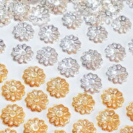【 100個 9mm 】 花形 ビーズキャップ 座金 ゴールド シルバー 花型 ビーズキャップ 座金 ハンドメイド …