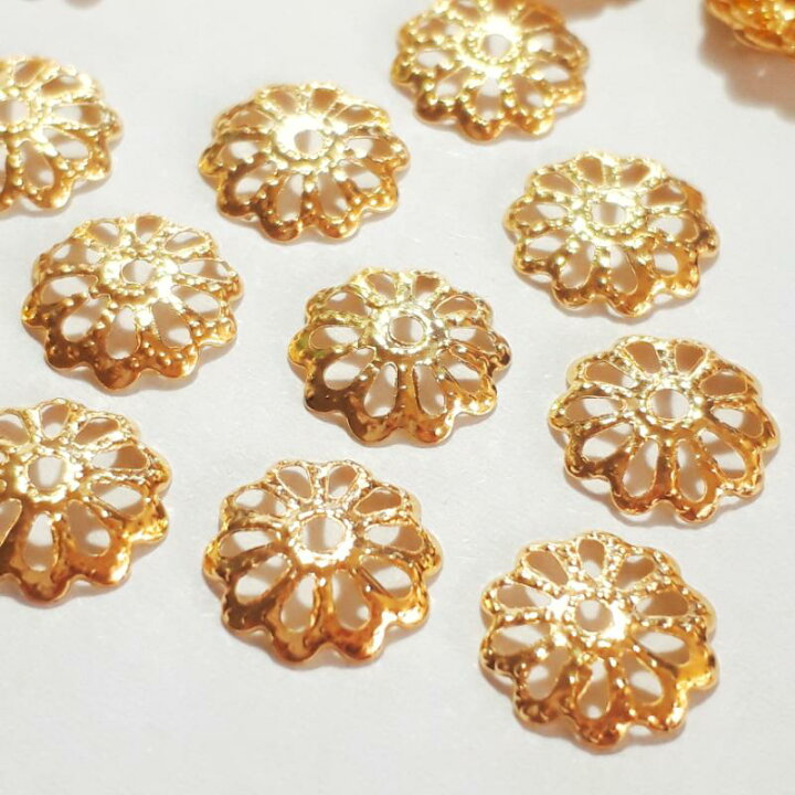 楽天市場】30%OFF// 【 100個 9mm 】 花形 ビーズキャップ 座金 