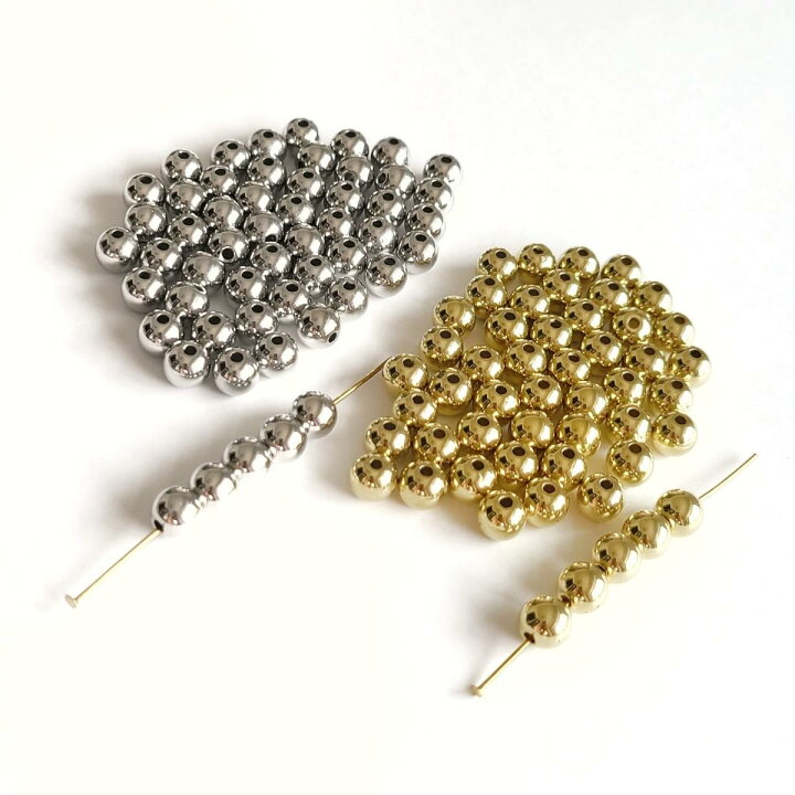 536】メタルカラーアクリルビーズゴールド