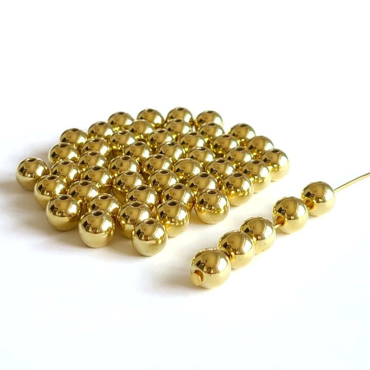 536】メタルカラーアクリルビーズゴールド