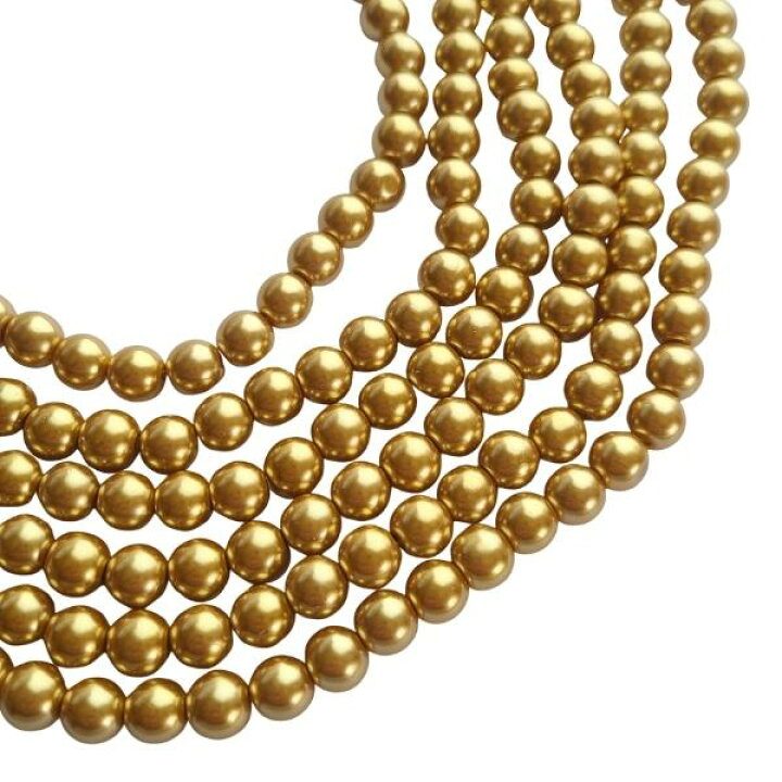 楽天市場】30%OFF// 【 8mm 1連 約100個 】 ゴールド 金 ガラスの 
