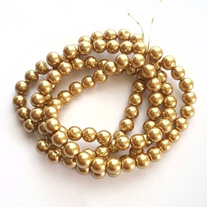 楽天市場】30%OFF// 【 8mm 1連 約100個 】 ゴールド 金 ガラスの 