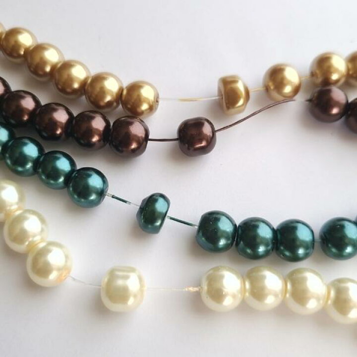 楽天市場】30%OFF// 【 8mm 1連 約100個 】 ゴールド 金 ガラスの 