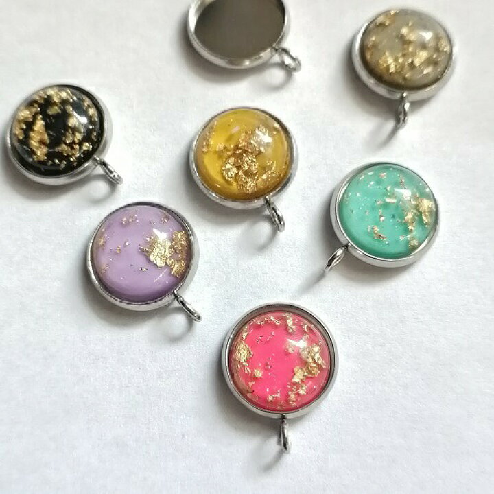 楽天市場】【12mm/20個 レジンカボション 金箔 クリア カラフル 
