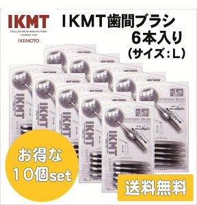 IKMT 歯間ブラシ L サイズ 6本入 携帯用 お得な10ヶセット 送料無料 スライド式 持ち運び 歯科 オーラルケア 口腔ケア イケモト 折れにくい ながもち 旧 KNT 7410
