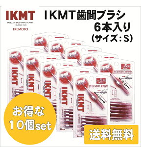 IKMT 歯間ブラシ S サイズ 6本入 携帯用 お得な10ヶセット 送料無料 スライド式 持ち運び 歯科 オーラルケア 口腔ケア イケモト 折れにくい ながもち 旧 KNT 7210
