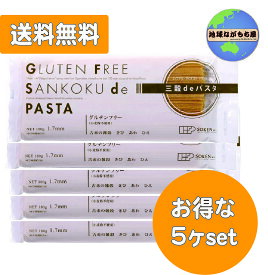 【 送料無料 】創健社 三穀deパスタ 180g × 5袋セット グルテンフリー ヘルシー パスタ 小麦粉不使用 ゆで時間約7分 穀物 きび あわ ひえ タピオカ でん粉 大出口泉水 アレルゲンフリー
