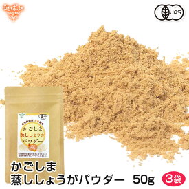 蒸し生姜パウダー 50g×3p 鹿児島 有機JAS 農薬・化学肥料不使用 有機生姜 しょうがパウダー 無添加 粉末 生姜 鹿児島県産 ジンジャー ショウガ【メール便送料無料】【後払い不可】